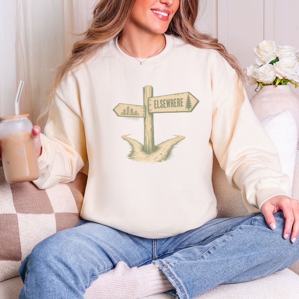 Elsewhere Signpost at the Fork in the Trail Sweatshirt